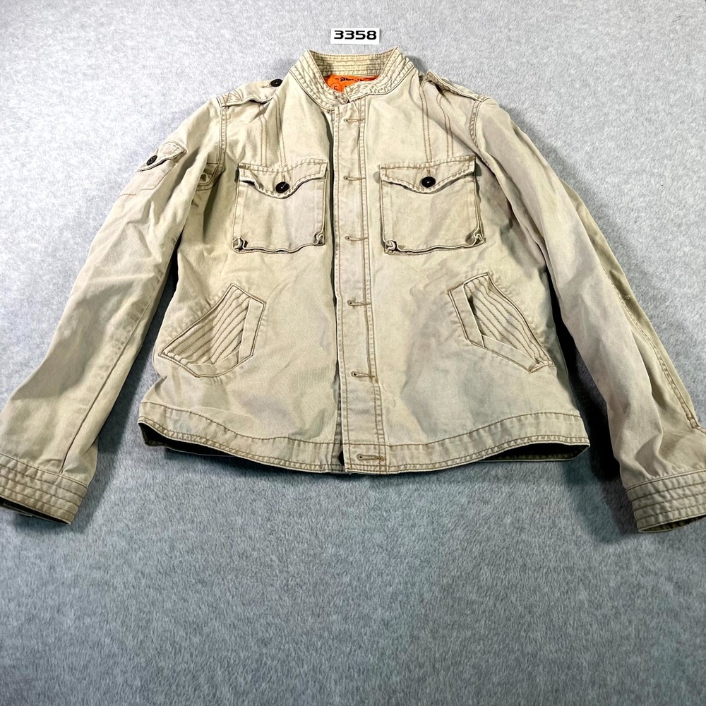 All Son Military Utility Jacket Womens‎ Small Beige Cotton Lined Button Front